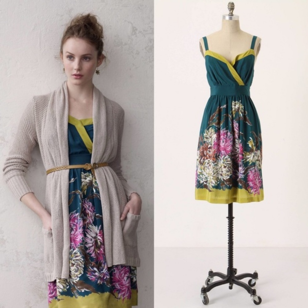 Anthropologie Maeve Silk Floral Dress